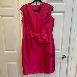 Carmen Marc Valvo Hot Pink Silk Dress